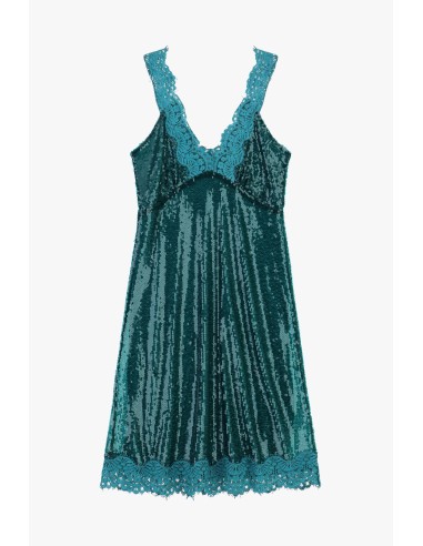 Robe courte à paillettes avec bordures en dentelle Dixie