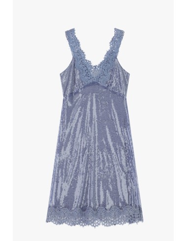 Robe courte à paillettes avec bordures en dentelle Dixie