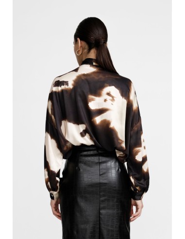 Blouse à imprimé abstrait avec nœud et manches longues Dixie