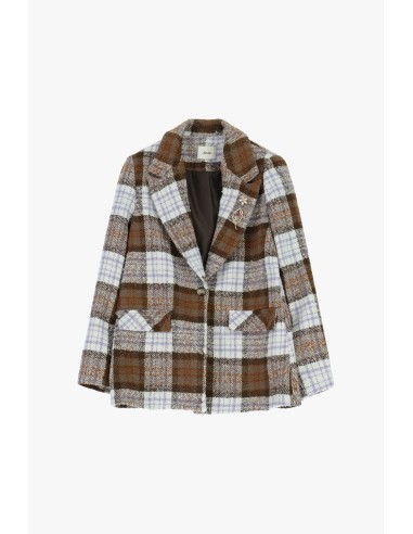Blazer à carreaux avec poches frontales et broche Dixie