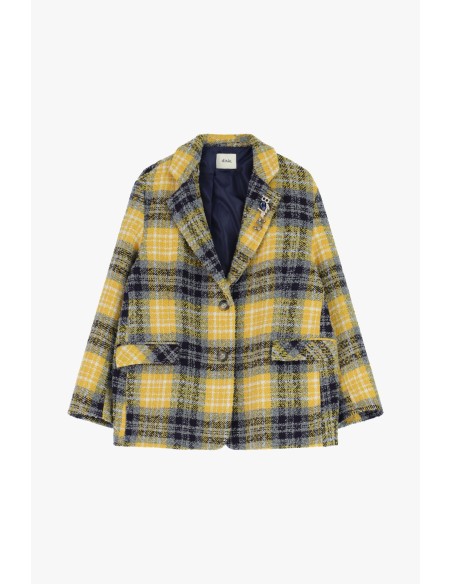 Blazer à carreaux avec poches à rabat et broche décorative Dixie