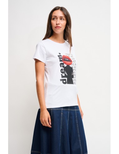 T-shirt en coton avec imprimé et strass Maryley