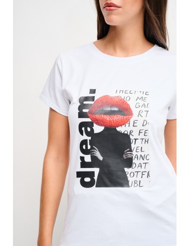 Katoenen T-shirt met print en strass-steentjes van Maryley