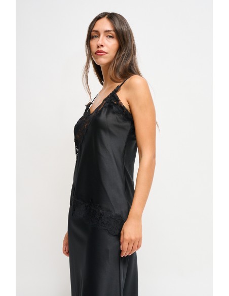 Débardeur en satin avec bordures en dentelle Maryley