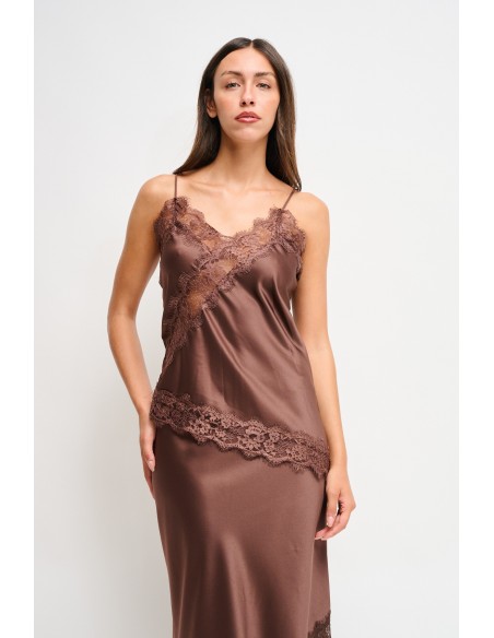 Débardeur en satin avec bordures en dentelle Maryley