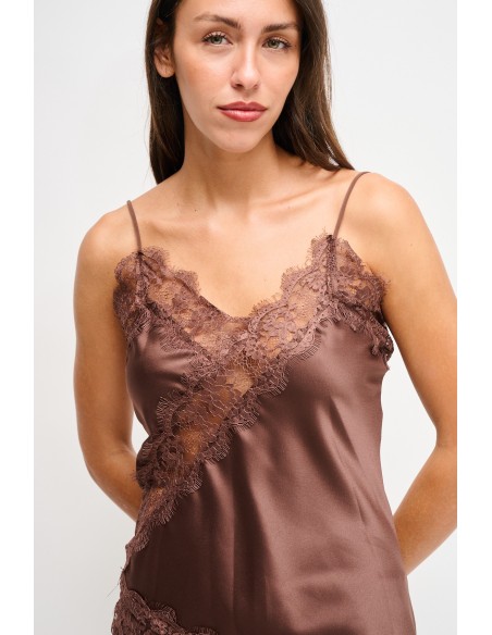 Débardeur en satin avec bordures en dentelle Maryley