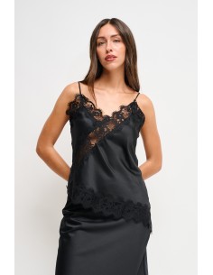 Débardeur en satin avec bordures en dentelle Maryley