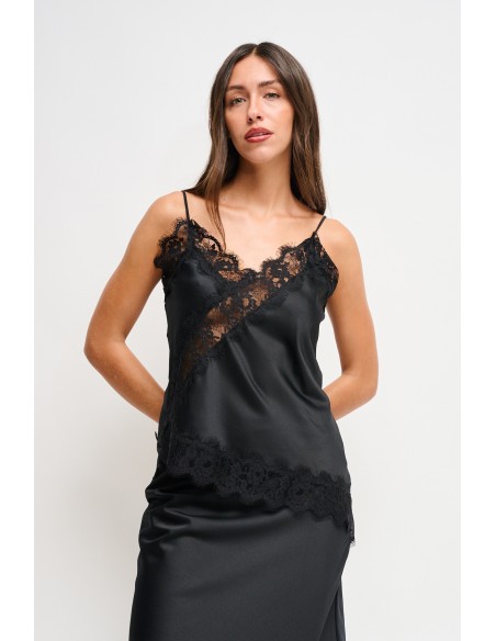 Débardeur en satin avec bordures en dentelle Maryley