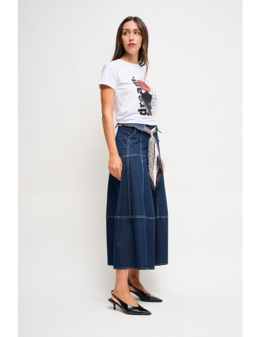 Jupe en denim avec ceinture à nouer Maryley