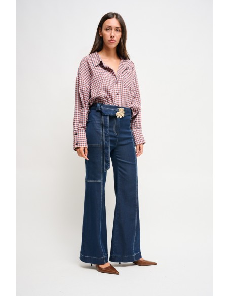 Palazzo-jeans met riem van Maryley