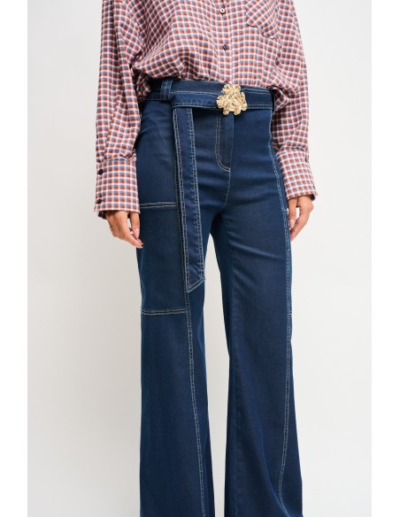 Palazzo-jeans met riem van Maryley