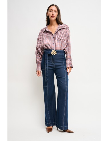 Pantalon palazzo en denim avec ceinture Maryley