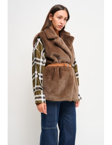 Gilet en fausse fourrure avec ceinture Maryley