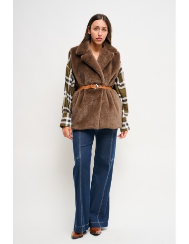 Gilet en fausse fourrure avec ceinture Maryley