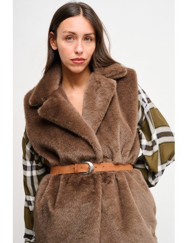 Gilet en fausse fourrure avec ceinture Maryley