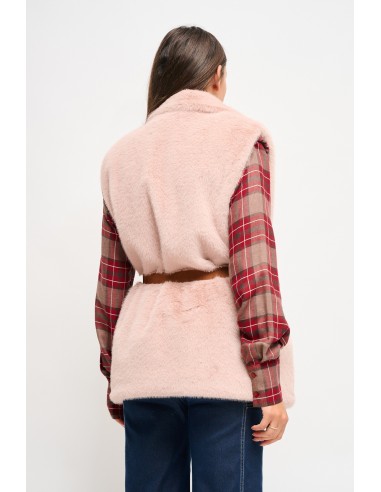 Gilet en fausse fourrure avec ceinture Maryley