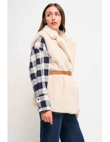 Gilet en fausse fourrure avec ceinture Maryley