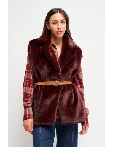 Gilet en fausse fourrure avec ceinture Maryley
