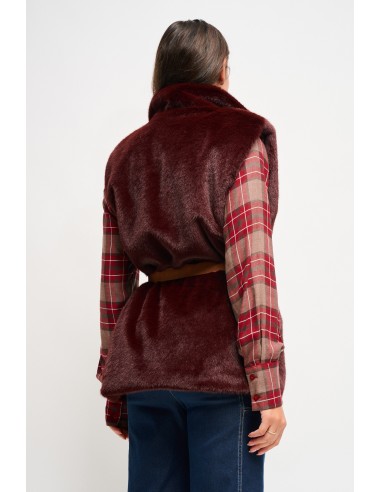 Maryley gilet van imitatiebont met riem