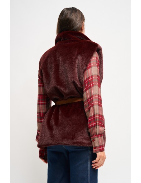 Gilet en fausse fourrure avec ceinture Maryley