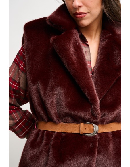 Gilet en fausse fourrure avec ceinture Maryley