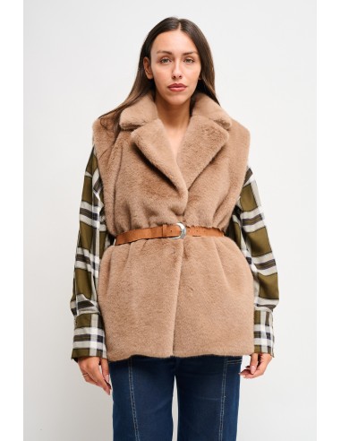 Gilet en fausse fourrure avec ceinture Maryley