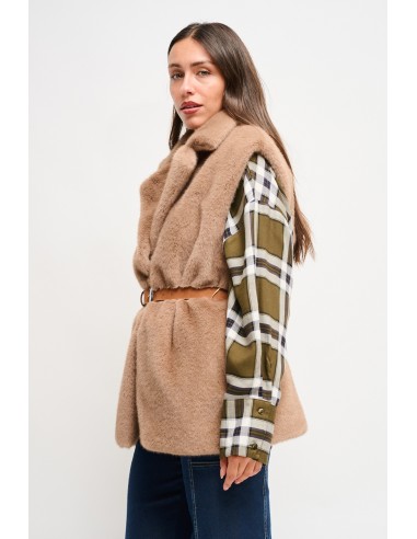 Gilet en fausse fourrure avec ceinture Maryley