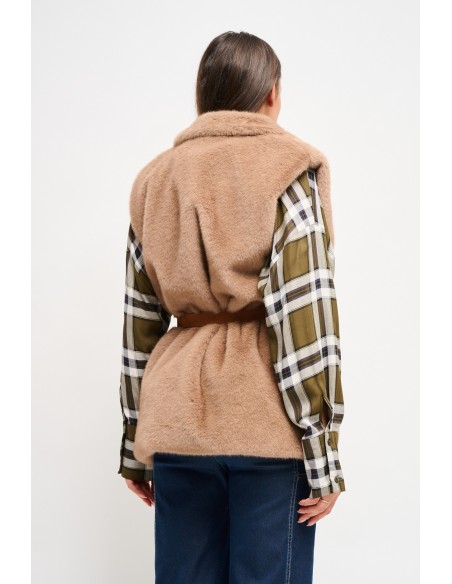 Gilet en fausse fourrure avec ceinture Maryley