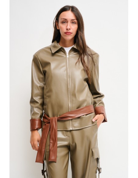 Veste en similicuir avec ceinture Maryley