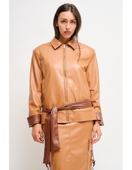 Veste en similicuir avec ceinture Maryley
