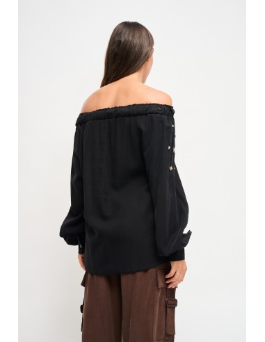 Maryley - Top à col bateau en viscose avec strass