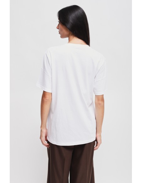T-shirt en coton avec imprimé et strass Maryley