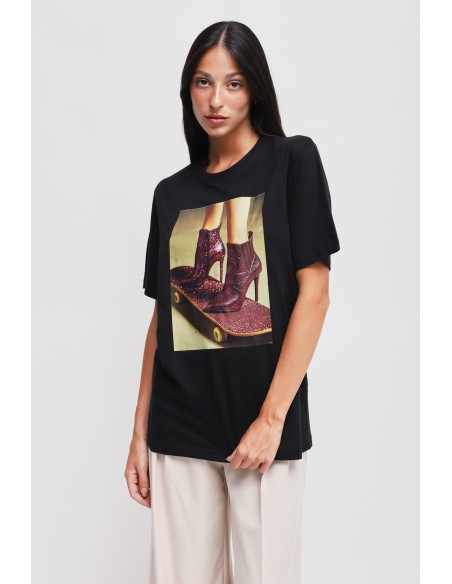 T-shirt en coton chic et décontracté avec imprimé Maryley