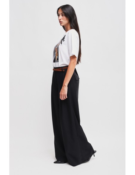Pantalon Palace en viscose avec double pinces et ceinture Maryley
