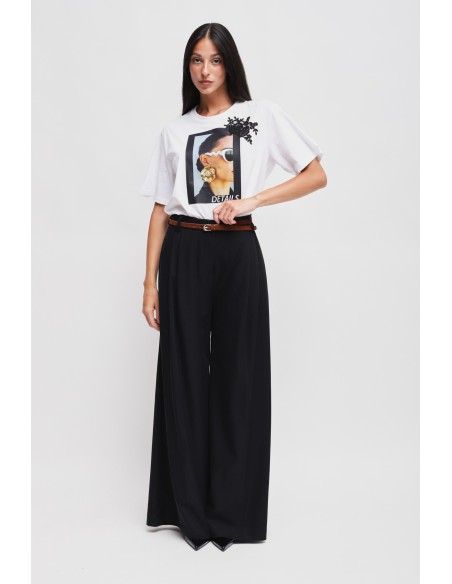 Pantalon Palace en viscose avec double pinces et ceinture Maryley