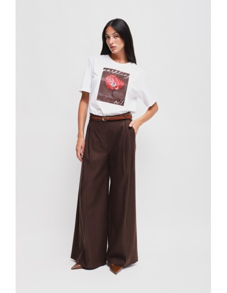 Pantalon Palace en viscose avec double pinces et ceinture Maryley