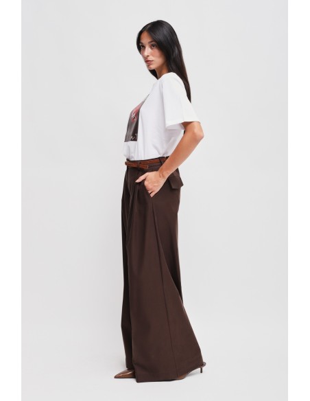 Pantalon Palace en viscose avec double pinces et ceinture Maryley