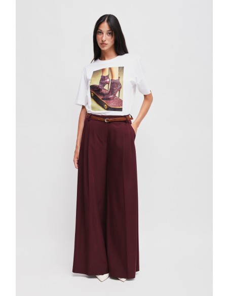 Pantalon Palace en viscose avec double pinces et ceinture Maryley
