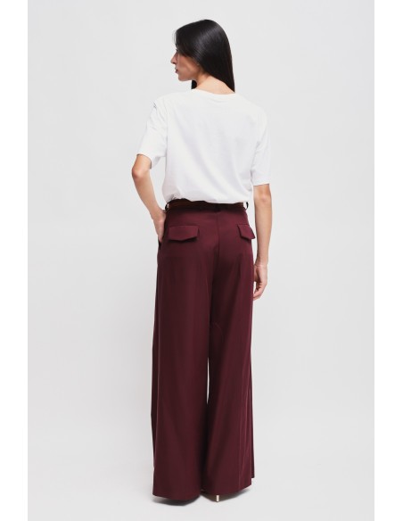Pantalon Palace en viscose avec double pinces et ceinture Maryley