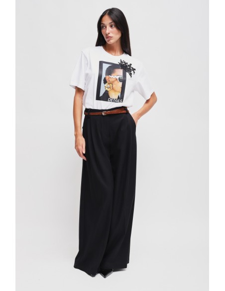 Pantalon Palace en viscose avec double pinces et ceinture Maryley