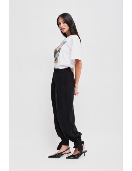 Pantalon en viscose avec nœud au bas Maryley