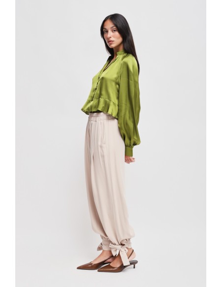 Pantalon en viscose avec nœud au bas Maryley