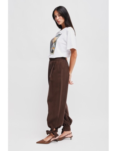 Pantalon en viscose avec nœud au bas Maryley