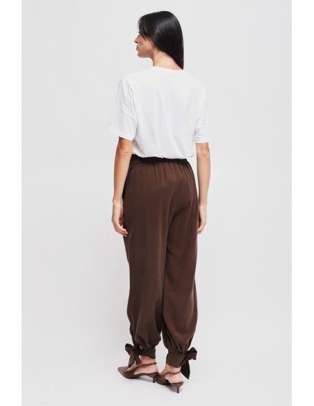 Pantalon en viscose avec nœud au bas Maryley