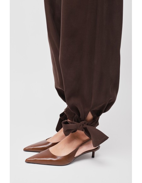 Pantalon en viscose avec nœud au bas Maryley