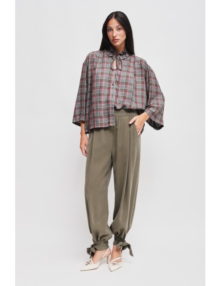 Pantalon en viscose avec nœud au bas Maryley