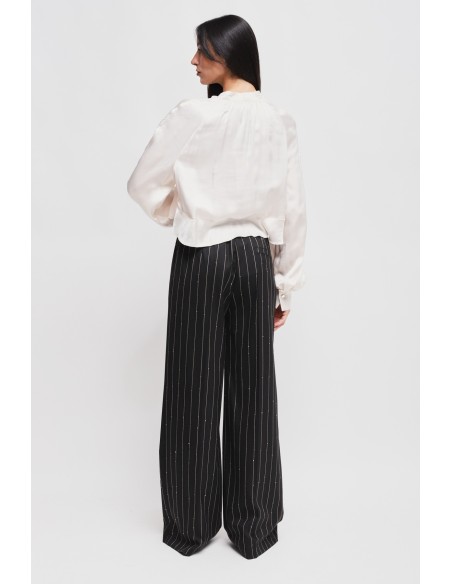Maryley - Pantalon de palais à pinces avec micro-paillettes