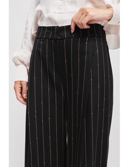 Maryley - Pantalon de palais à pinces avec micro-paillettes