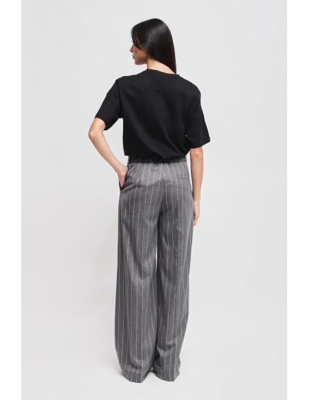 Maryley - Pantalon de palais à pinces avec micro-paillettes