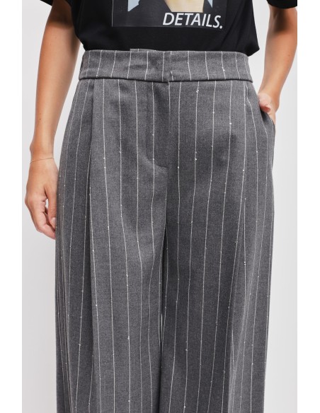 Maryley - Pantalon de palais à pinces avec micro-paillettes
